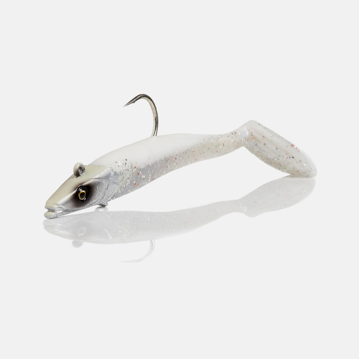 Savage Gear Sandeel Fishing Bait 1 1/2 oz Real Pearl Realistic Contours & Movement Durable Construction Two Tie Points 5X Hooks Holographic Eyes Bait Keeper