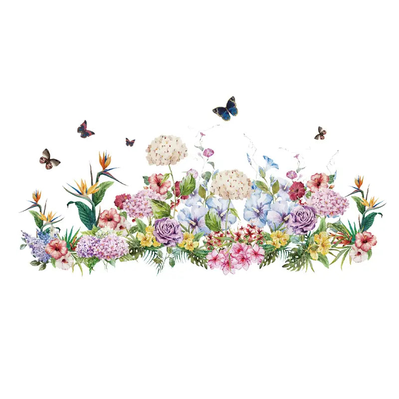 2pcs Butterfly Flower Pattern Wall Decals for Home Decor