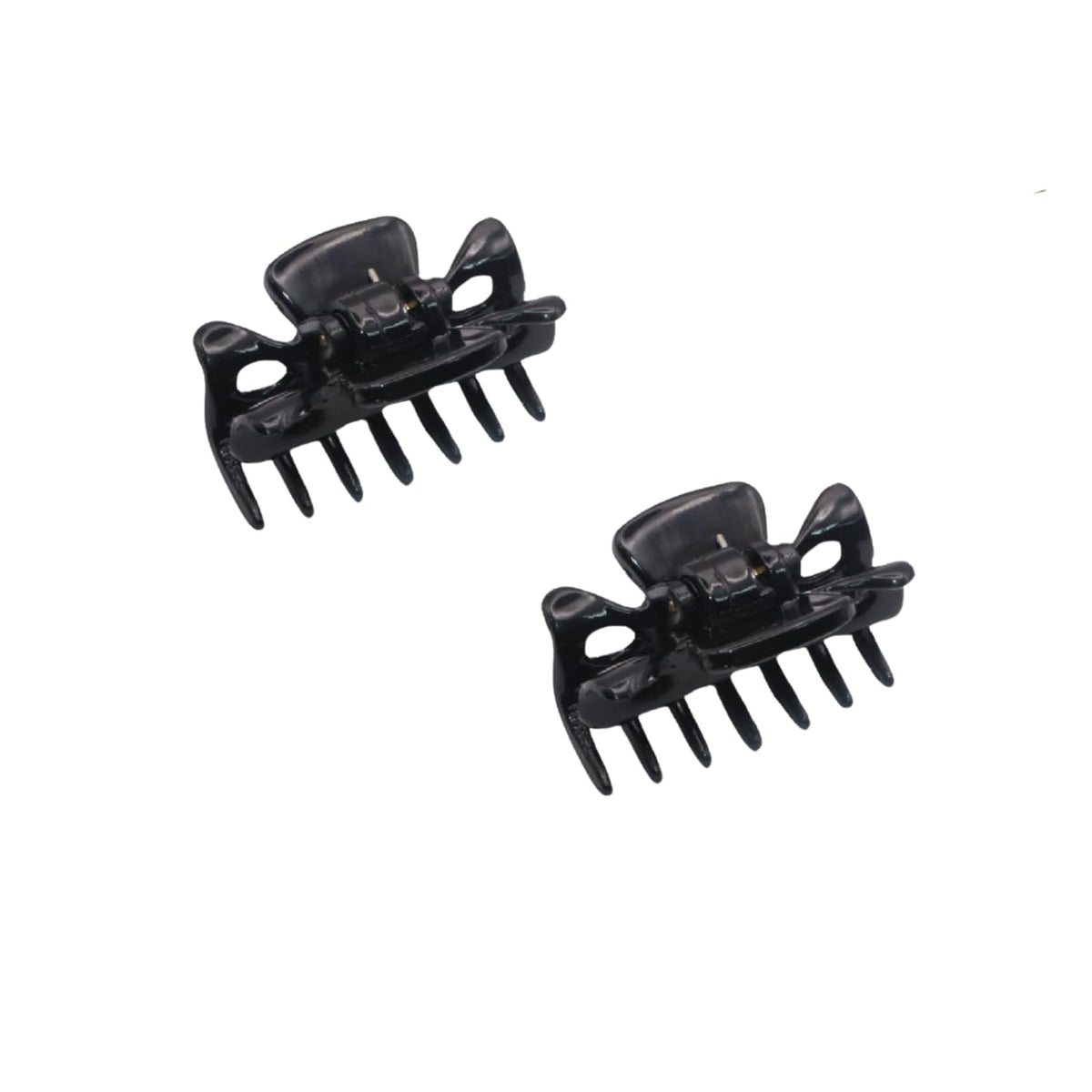 Parcelona French Classic Very Small 1 1/2" Claw Clips with Tight Spring Set of 2 Girls Hair Jaw Claw Clips Durable Styling Women Hair Accessories Made in France (Solid Black)