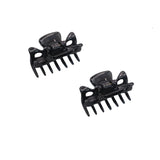 Parcelona French Classic Very Small 1 1/2" Claw Clips with Tight Spring Set of 2 Girls Hair Jaw Claw Clips Durable Styling Women Hair Accessories Made in France (Solid Black)