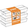 Criusia LARGE Drawer Organizer 8 Pack Clear Plastic Kitchen Drawer Organizer Dividers Perfect 4 Sizes Organization and Storage Bins for Organizing Bathroom Makeup Vanity Kitchen Office