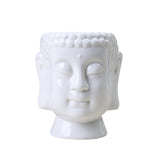 White Ceramic Succulent Planter with Buddha Statue Decor