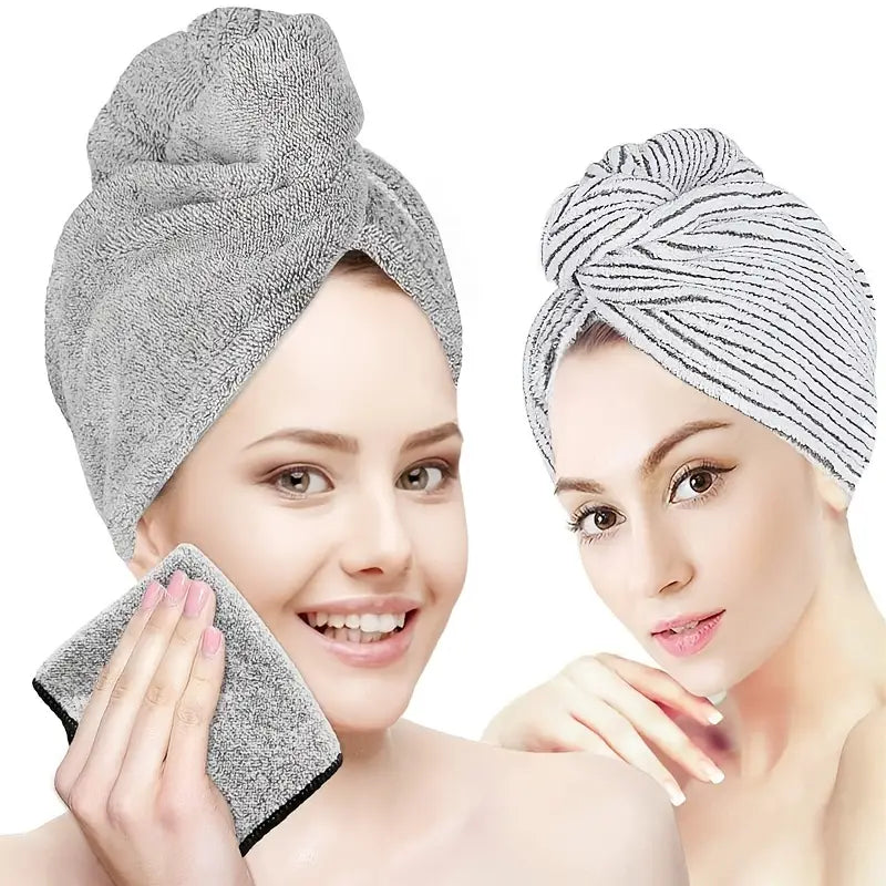 Microfiber Hair Drying Cap - Quick Absorbent Gray Towel