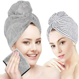 Microfiber Hair Drying Cap - Quick Absorbent Gray Towel