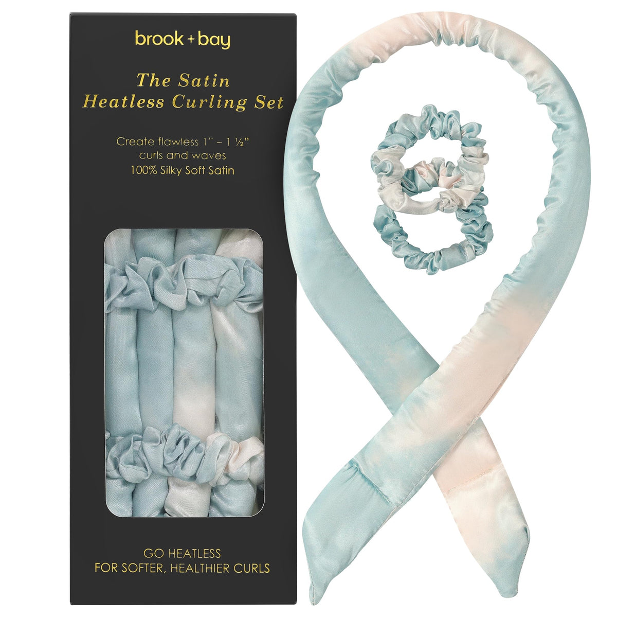Heatless Hair Curler-Overnight Heatless Curls Heatless Curling Rod For Short & Long Hair & Headband Hair Curlers To Sleep In - Dusty Teal