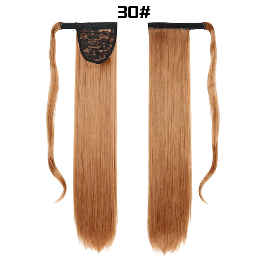 European American Long Straight Hair Velcro Ponytail