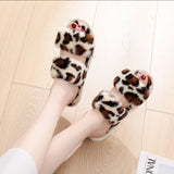 Suede Leopard Print Slippers for Indoor and Outdoor