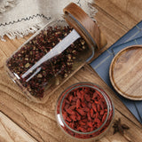 Airtight Wooden Lid Glass Storage Jars for Food