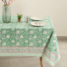 Labhanshi Indian Block Print Table Cloth-Floral Handmade Cotton Rectangle Linen Tablecloth 72x108 Inch| Spring St. Patrick Party Birthday Easter Table Cloth|8 Seater Camping Table Cover|Green Leaf