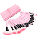 32-Piece Pink Makeup Brush Set with Mini Wooden Case
