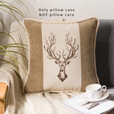 Chenille Deer Print Throw Pillowcase for Home Decor
