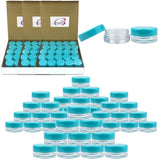 Beauticom (200 Pieces Jars + Lid) 3G/3ML Round Clear Jars with TEAL Sky Blue Screw Cap Lids for Scrubs Oils Toner Salves Creams Lotions Makeup Samples Lip Balms - BPA Free