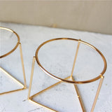 Geometric Ceramic Planter with Metal Stand for Home Decor