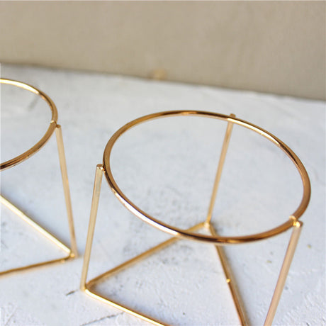 Geometric Ceramic Planter with Metal Stand for Home Decor