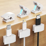 6-Pack Magnetic Cord Organizer Shark Cable Clip LUWUIDEN Phone Cord Holder for Nightstand Office Desk Kitchen Car [Smooth Adjustable] Adhesive Cable Clip White