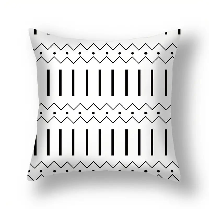 Black Geometric Line Pillowcase for Home Office 18x18"
