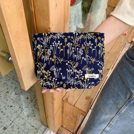 Large Floral Cosmetic Bag for Makeup and Travel