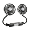 Car Double-Headed Seat Fan with Light and Flexible Hose - Black
