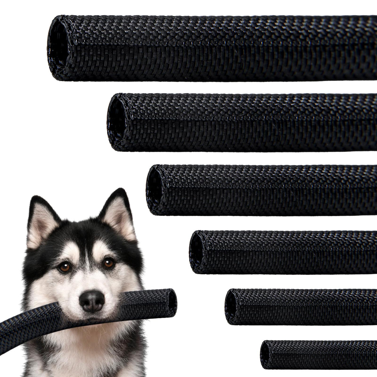 Split Braided Sleeve Cable Management Wire Loom Cord Covers for High-Temperature Automotive Harness and Home Cable Management Cat Proof Cord Covers 12ft - 1/2 inch Self-Wrapping Tubing Cord Protector