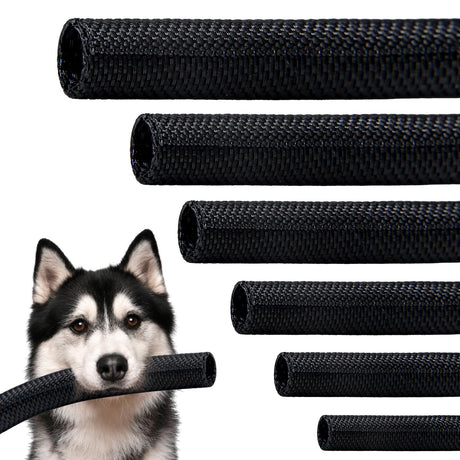 Split Braided Sleeve Cable Management Wire Loom Cord Covers for High-Temperature Automotive Harness and Home Cable Management Cat Proof Cord Covers 12ft - 1/2 inch Self-Wrapping Tubing Cord Protector
