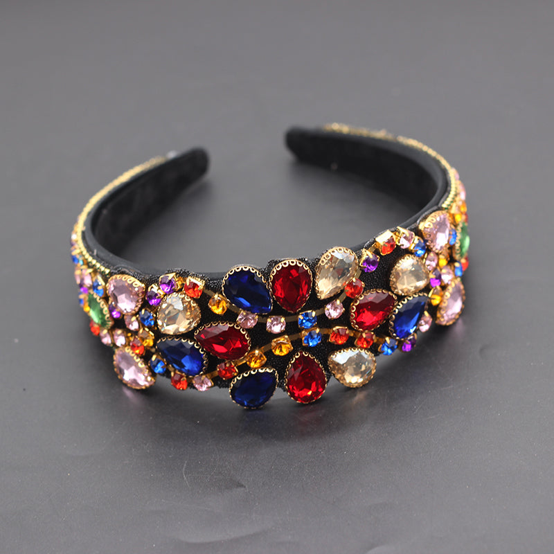 Elegant Baroque Colorful Rhinestone Hairband Accessory