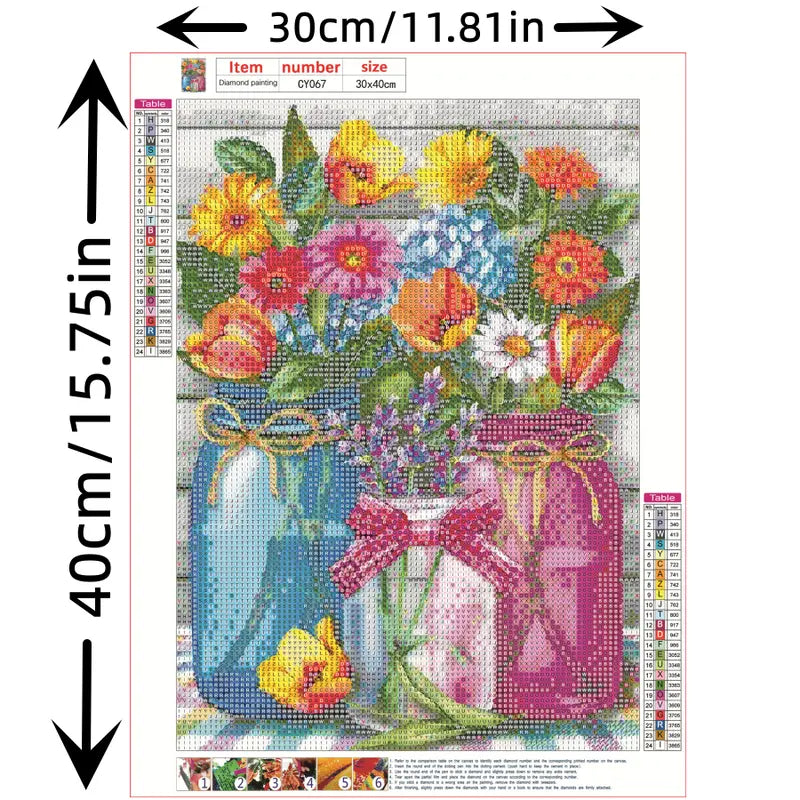 5D Diamond Painting of Vase Flowers for Living Room Decor