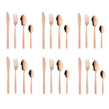 Rose Gold Silverware Set BuyGo 24-Piece Stainless Steel Camping Flatware Dinnerware Set for 6 Hand Polish Dishwasher Safe