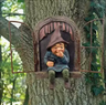 Elf Out The Door Window Tree Hugger Garden Gnome Statue