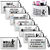 SilTriangle 8 Pcs Workout Cosmetic Bags Workout Gifts Funny Sports Lover Gym Gifts Gym Makeup Bags for Women Body Builder Workout Zipper Pouch Fitness Makeup Bag for Fitness Bodybuilding Lovers