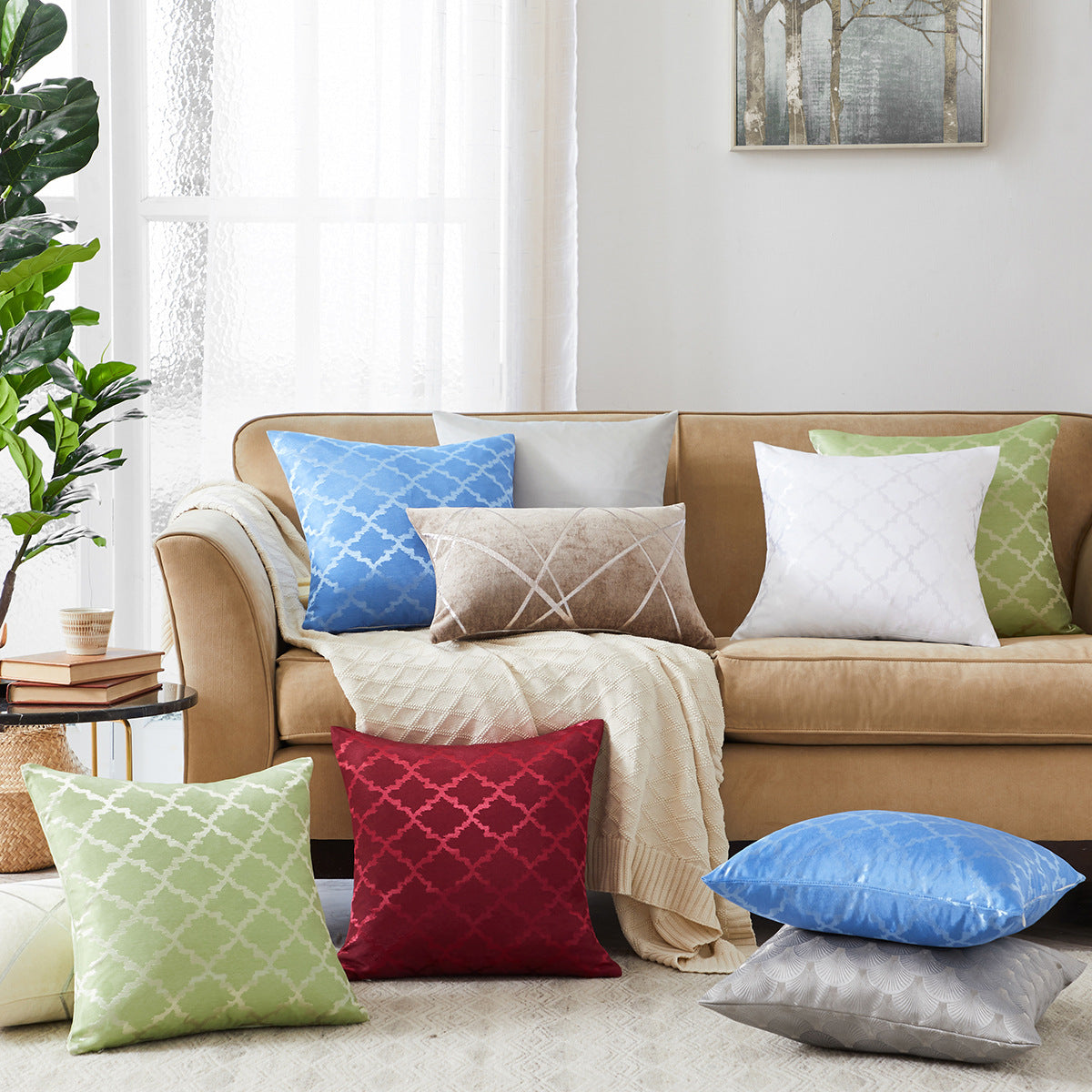 Thin Diamond Pattern Cushion Cover for Home Decor