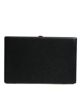 Dolce & Gabbana Black Leather Gold Frame Clutch Evening Party Purse Bag