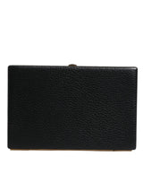Dolce & Gabbana Black Leather Gold Frame Clutch Evening Party Purse Bag