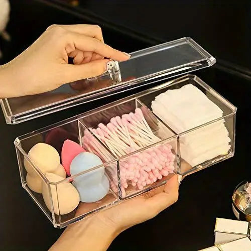 Clear Acrylic Three Compartment Jewelry Organizer Box