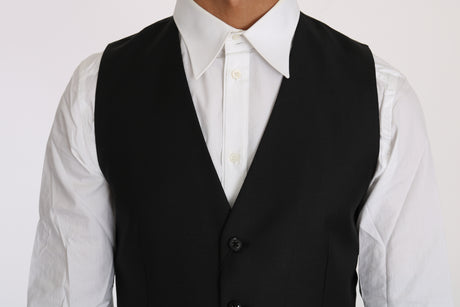 Dolce & Gabbana Sleek Black Wool-Silk Formal Vest