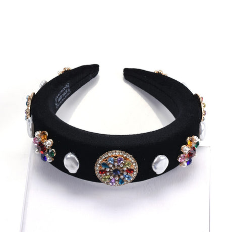 Rhinestone Pearl Velvet Headband - Trendy Hair Accessory