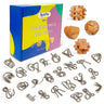 ActPo Brain Teaser Puzzles 28Pcs Unlock Interlock Game IQ Logic Test Wooden and Metal Puzzles Game 3D Puzzle Toy Brain Teaser for Kids and Adults Mind Educational Toy Travel Games