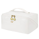NGIL Travel Toiletry Bag Makeup Bag Cosmetic Bag Portable Travel Makeup Bag Large Capacity Cosmetic Organizer for Women FREE COMPACT MIRROR INCLUDED (White Large)