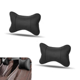 JawGrew 2 PCS Car Seat Neck Pillow 7.08" x 10.62" Bone Shape Design Microfiber Breathable PU Leather Comfortable Support Neck Pressure Relief Pad Four Seasons Universal Car Accessories (Black)