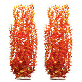 unootel Pack of 2 Tall Plastic Aquarium Plants Large Fake Fish Tank Plants Artificial Pond Plants Large Aquarium Decor (Orange Round Leaves 6516)