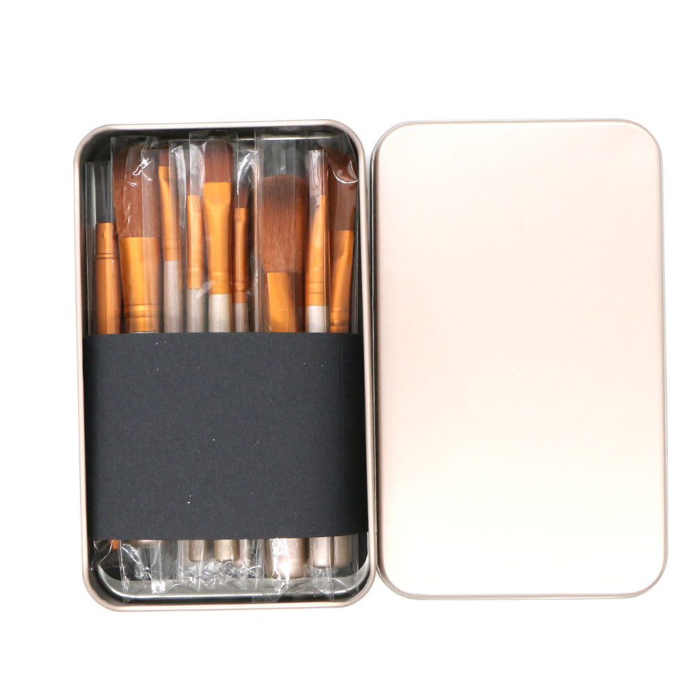 Iron Box Set, 12-Piece Gold Makeup Brush Kit