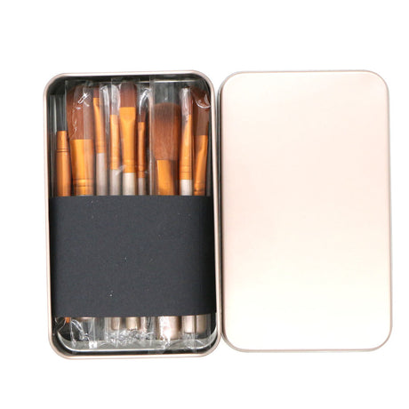 Iron Box Set, 12-Piece Gold Makeup Brush Kit
