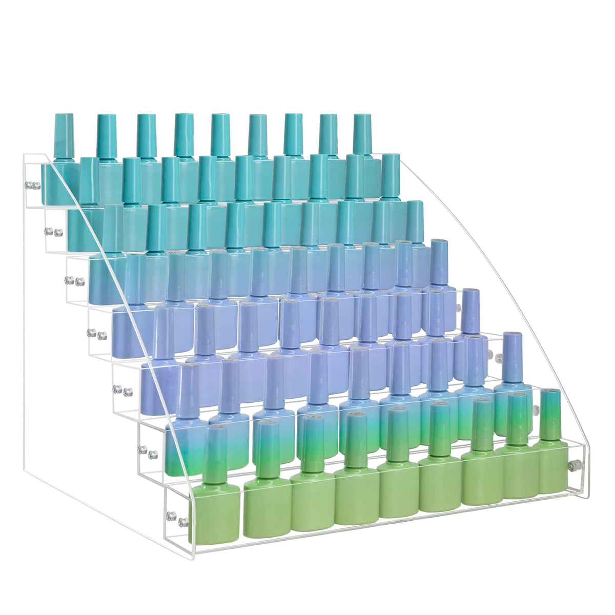 SMFANLIN 7 Tiers Nail Polish Holder Organizer Multi-Level Acrylic Nail Polish Display Cases Rack Clear Essential Oil Storage Display Stand - Hold up to 70 Bottles