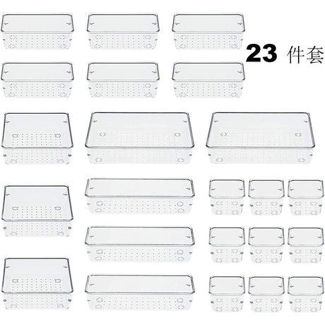 Home Plastic Transparent Drawer Storage Box Set (5 Sizes)