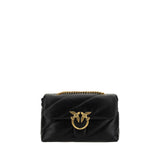 PINKO Black Calf Leather Bos Taurus Shoulder Bag