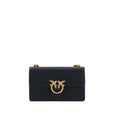 PINKO Black Calf Leather Bos Taurus Shoulder Bag