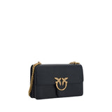 PINKO Black Calf Leather Bos Taurus Shoulder Bag