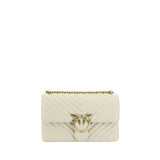 PINKO White Calf Leather Bos Taurus Shoulder Bag
