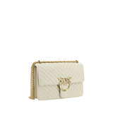 PINKO White Calf Leather Bos Taurus Shoulder Bag