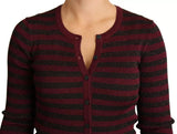 Dolce & Gabbana Black Red Striped Womens Cardigan Sweater