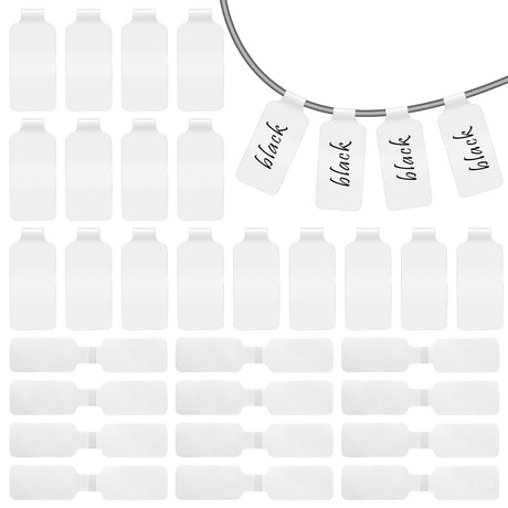 30 Pieces Self-Adhesive Cable Labels Charging Cord Label White Cable Tags Labels Writable Cable Wraps for Clear Writing Waterproof Wire Tags for Electronics Computers Cable Identification